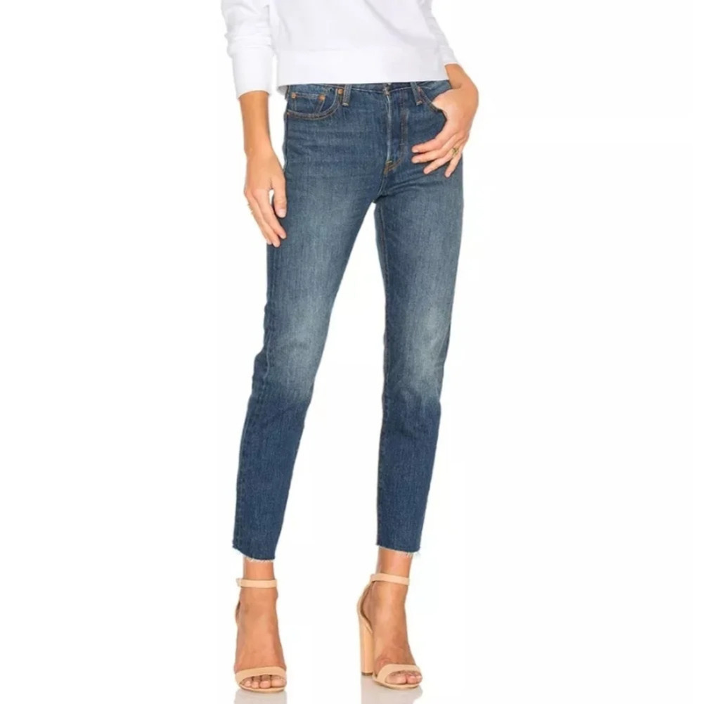 Levi's Wedgie Jeans White Oak Cone Denim Raw Ankle in Classic Tint Size 25